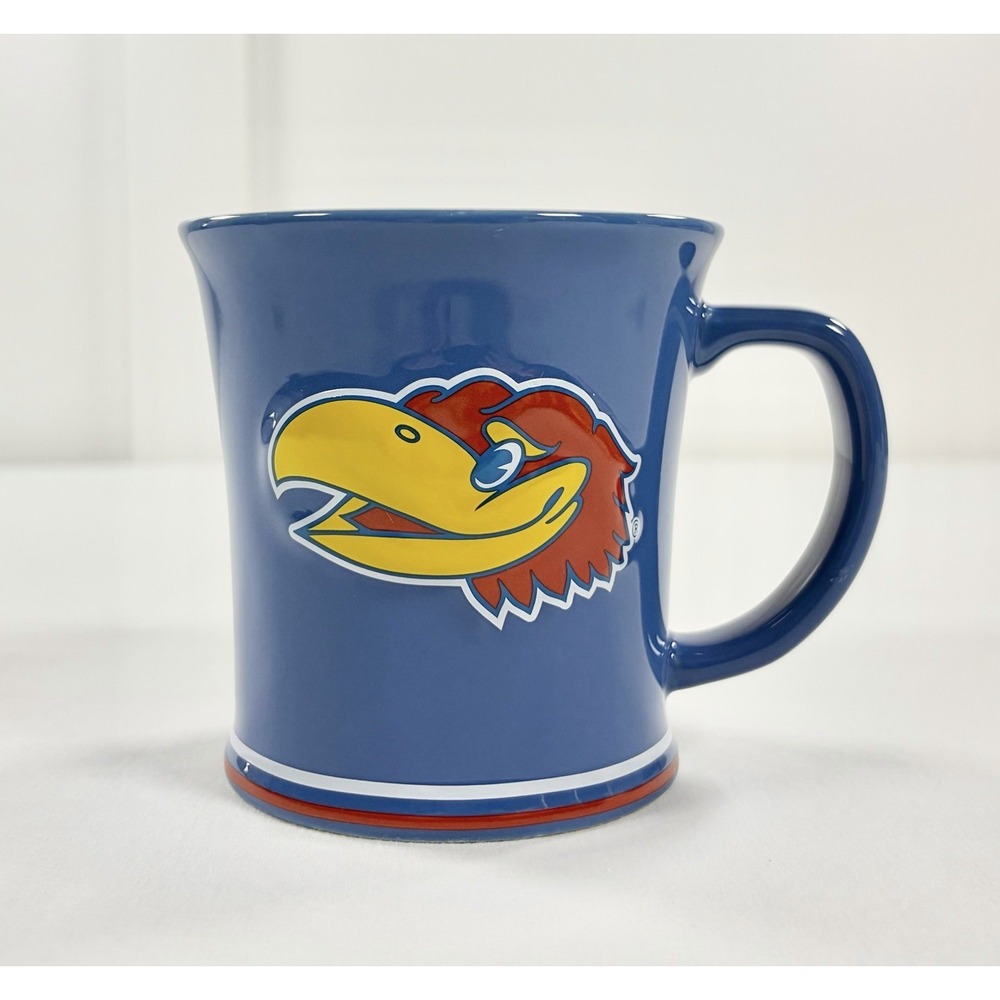 KU Kansas Jayhawks Mug 14oz 3D Sculpted Ceramic Coffee Cup The Memory Company